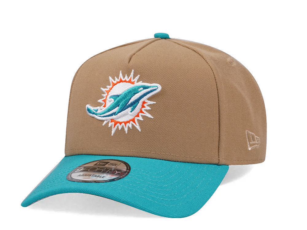 New Era Miami Dolphins Khaki Two Tone Edition 9Forty A Frame Snapback Cap