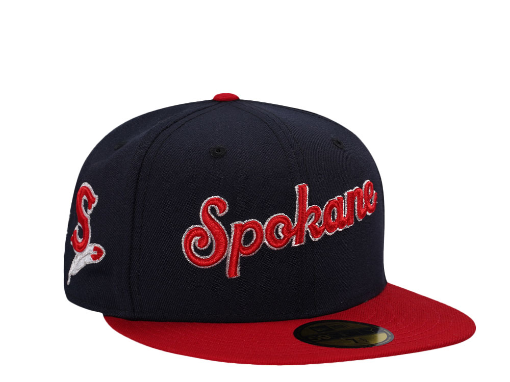 New Era Spokane Indians Navy Metallic Two Tone Edition 59Fifty Fitted Cap