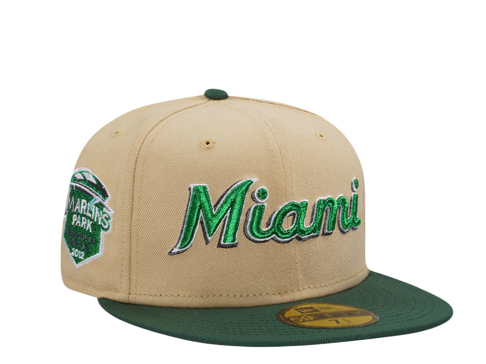 New Era Miami Marlins Stadium Patch Vegas Two Tone Metallic Edition 59Fifty Fitted Cap