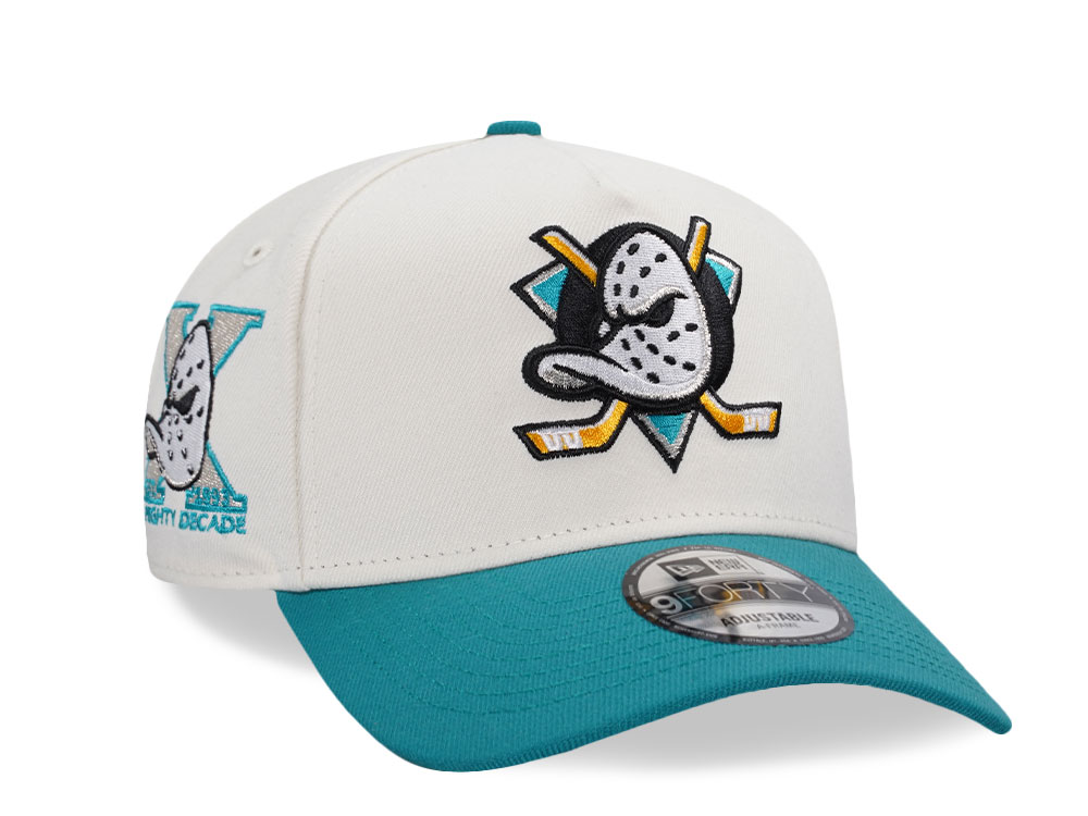 New Era Anaheim Ducks 10th Anniversary Chrome Aqua Two Tone Edition 9Forty A Frame Snapback Cap