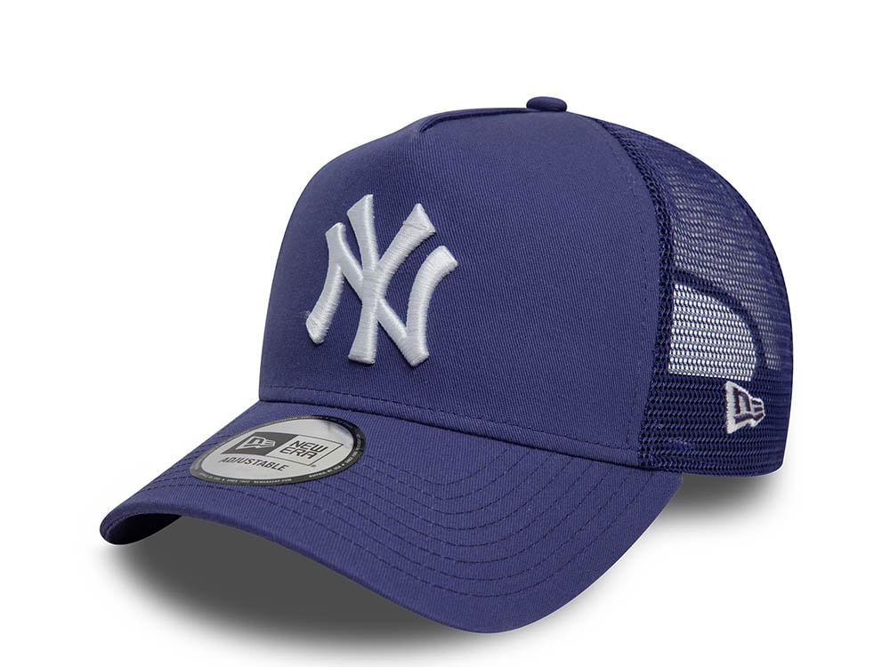 New Era New York Yankees League Essential Purple 9Forty A Frame Trucker Snapback Cap