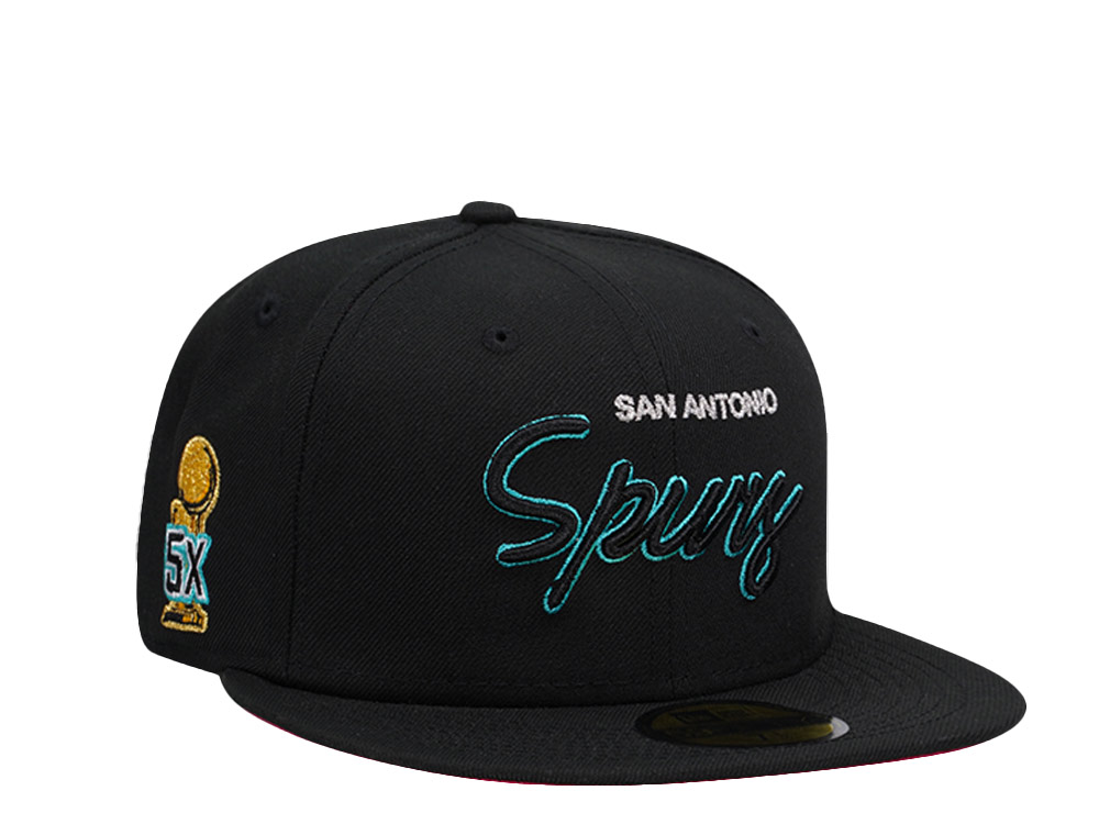 New Era San Antonio Spurs Black Script Champions Edition 59Fifty Fitted Cap