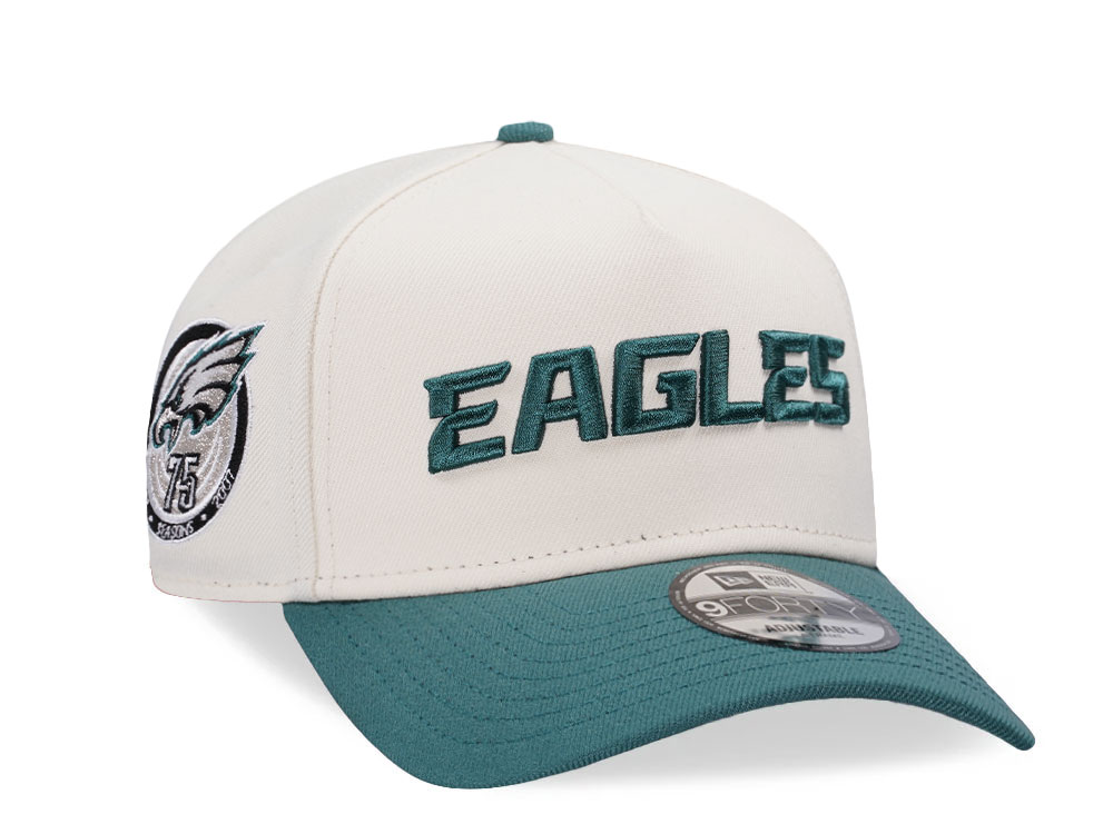 New Era Philadelphia Eagles 75th Anniversary Chrome Two Tone 9Forty A Frame Snapback Cap