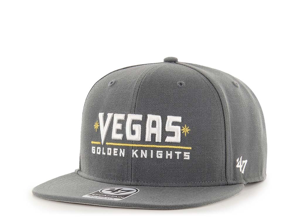 47Brand Vegas Golden Knights No Shot Charcoal Script Captain Snapback Cap