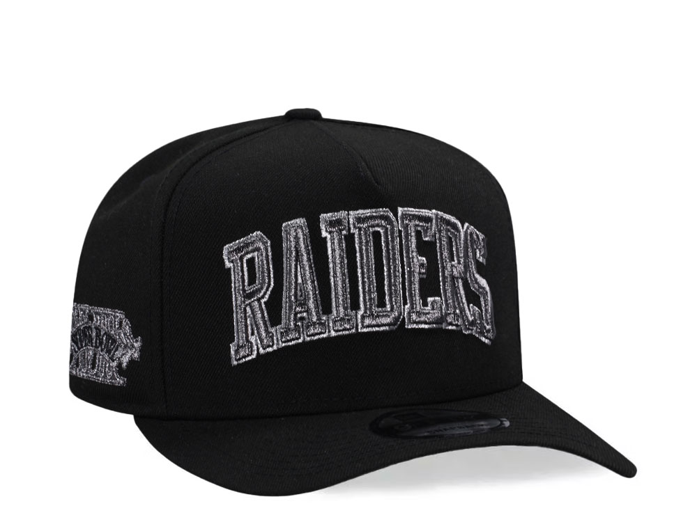 New Era Las Vegas Raiders Super Bowl XVIII Black Metallic Prime Edition 9Fifty A Frame Snapback Cap