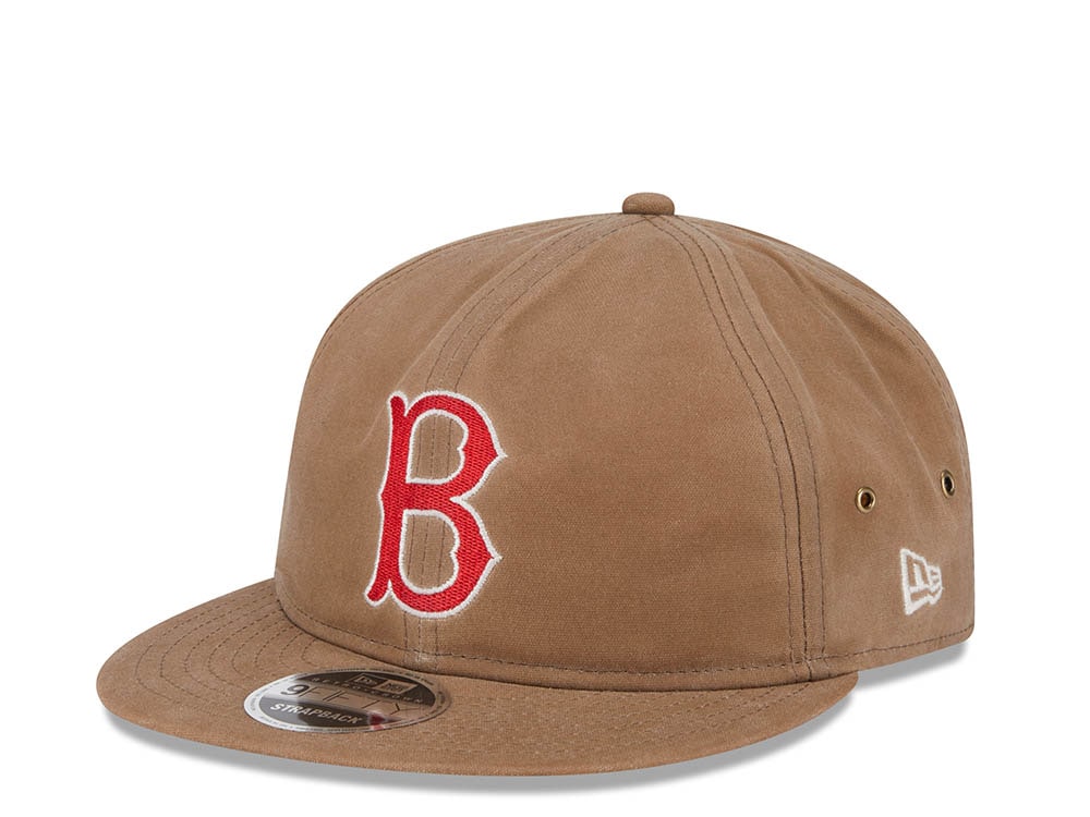 New Era Boston Red Sox Waxed Canvas Khaki 9Fifty Retro Crown Strapback Cap