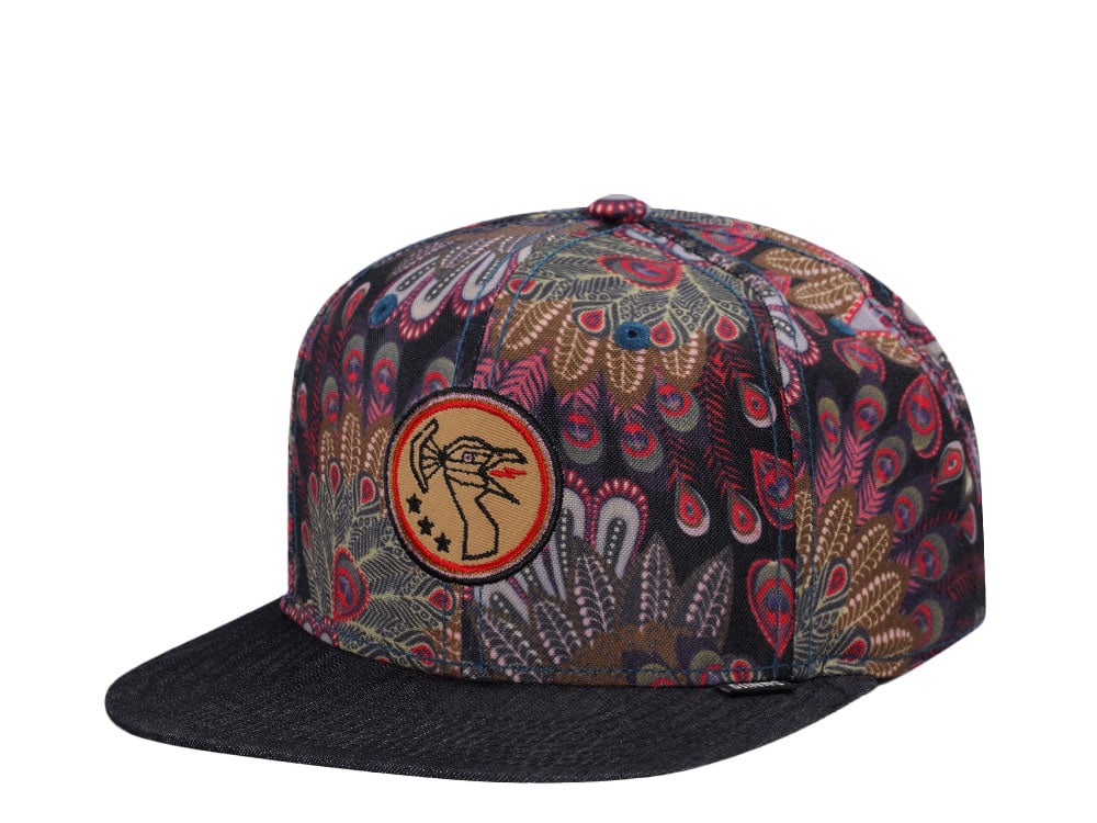 Djinns Peacock Linen Multicolor 6 Panel Snapback Cap