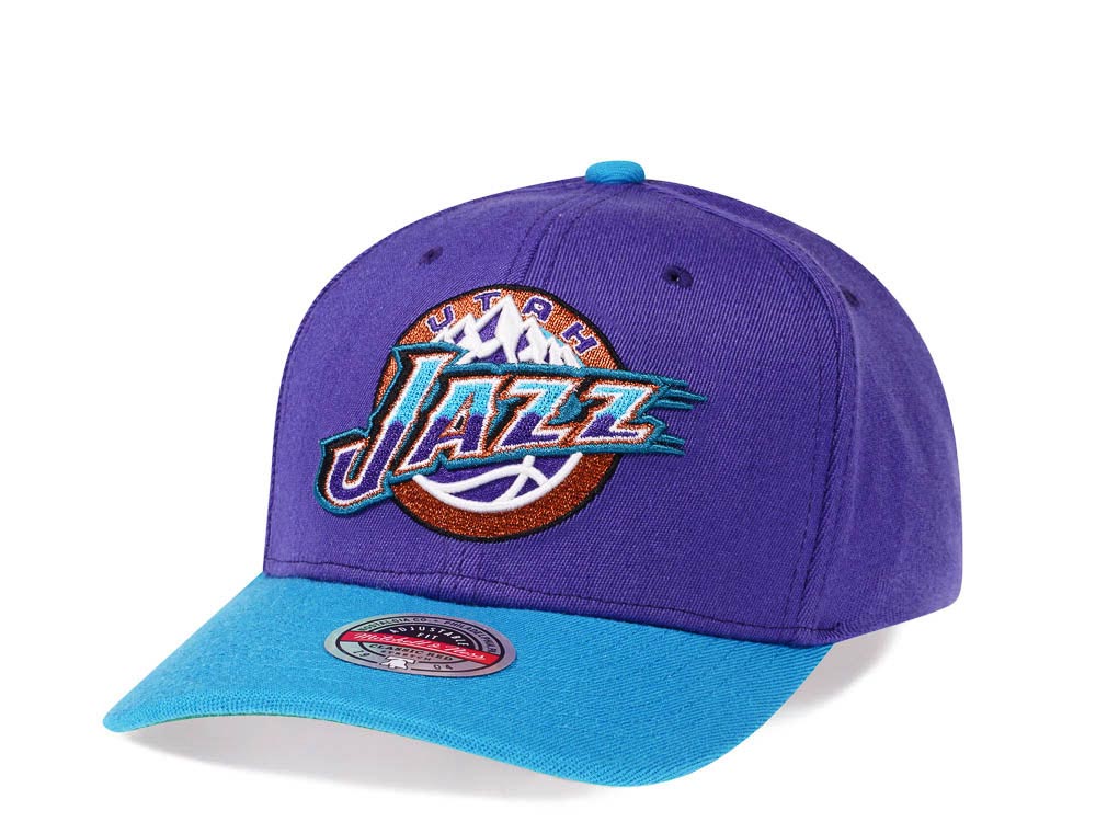 Mitchell & Ness Utah Jazz Team Two Tone Red Line Solid Flex Snapback Cap