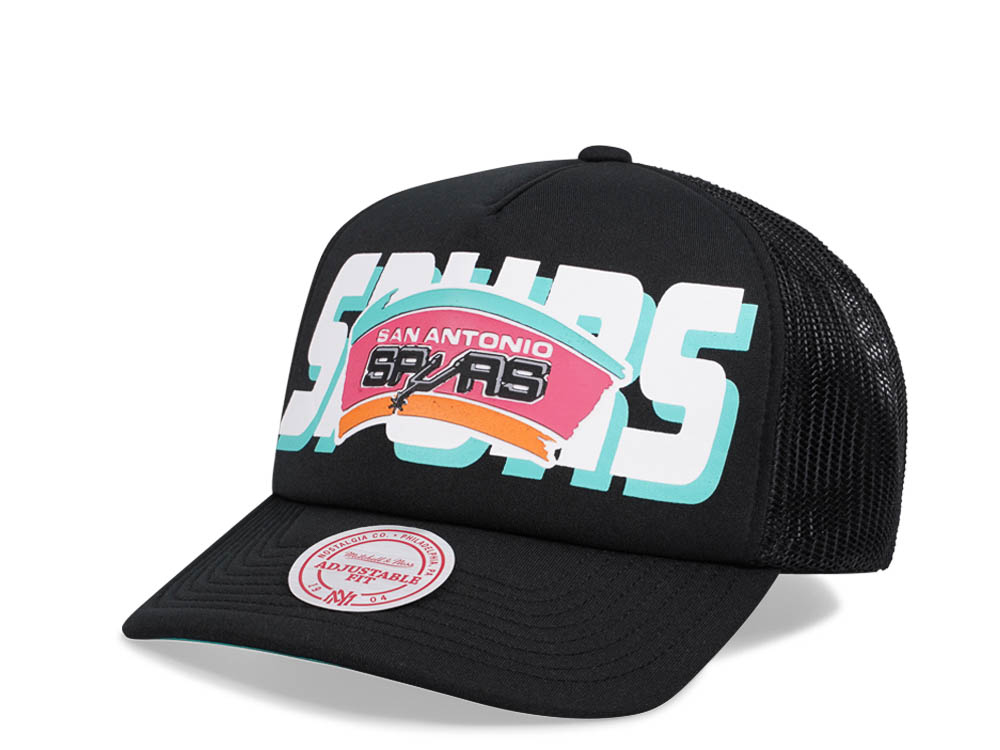 Mitchell & Ness San Antonio Spurs Black Billboard Trucker Snapback Cap