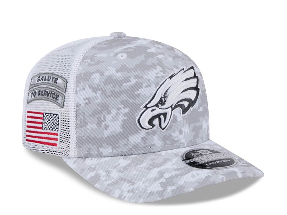 New Era Philadelphia Eagles Digi Camo Salute to Service 2024 Trucker 9Seventy Snapback Cap