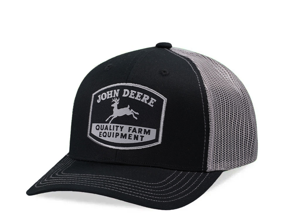 John Deere Quality Farm Vitnage Charcoal Trucker Snapback Cap