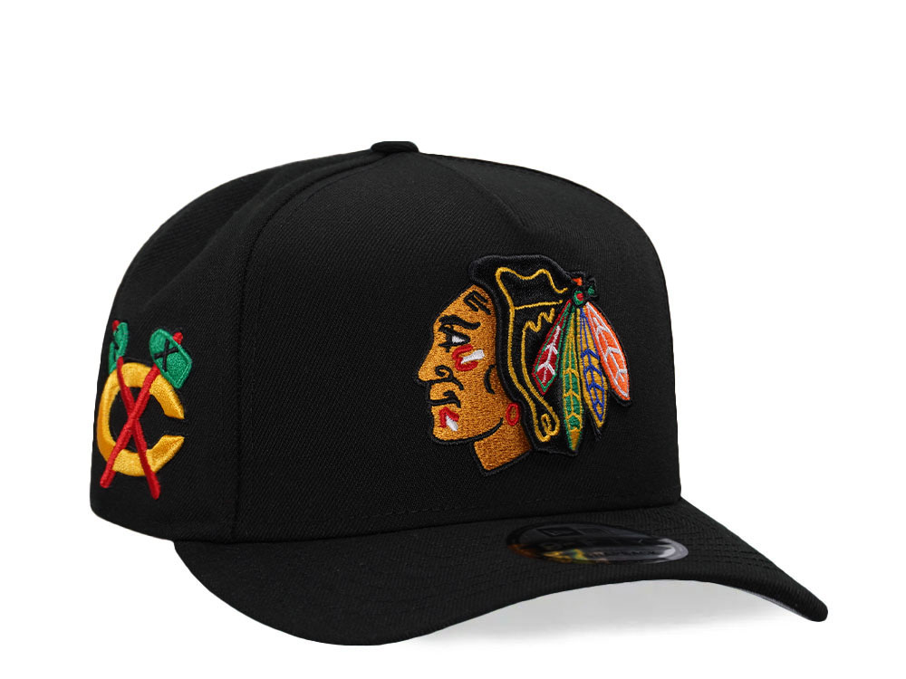 New Era Chicago Blackhawks Black Classic 9Fifty A Frame Snapback Cap