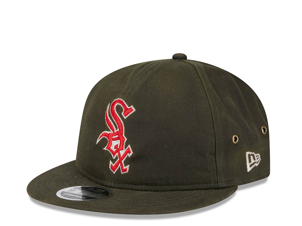 New Era Chicago White Sox Waxed Canvas Olive 9Fifty Retro Crown Strapback Cap