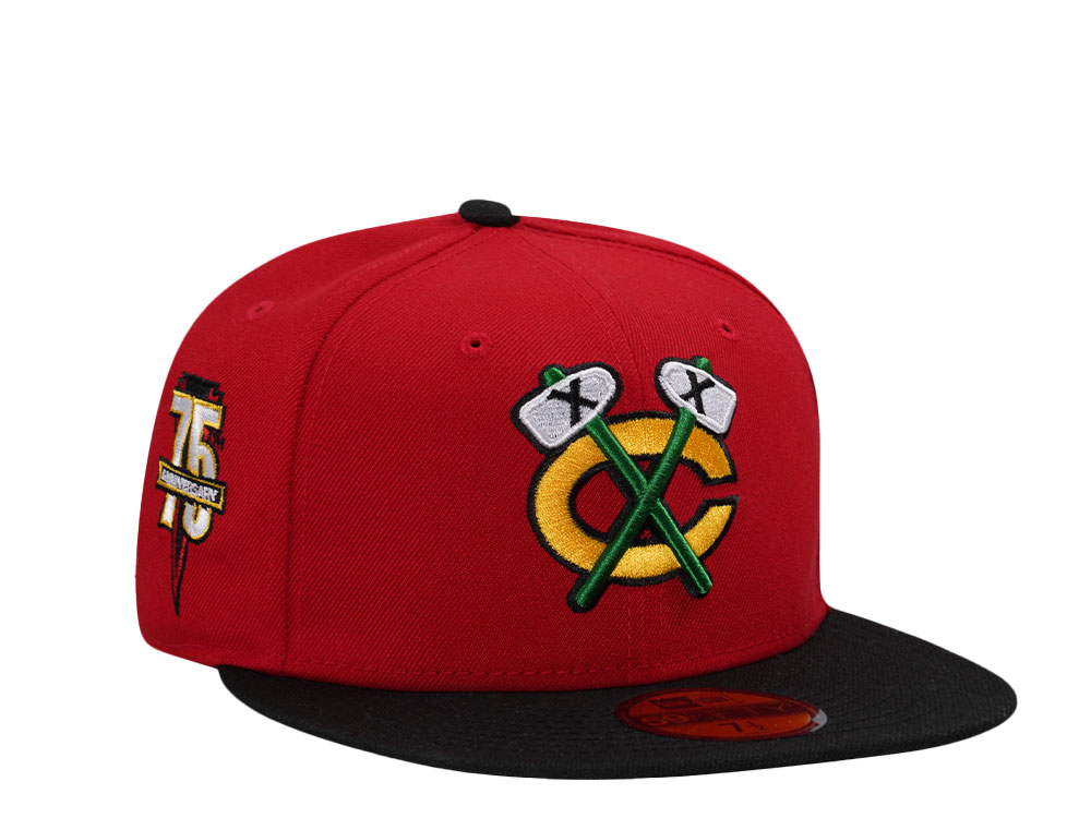 New Era Chicago Blackhawks 75th Anniversary Red Two Tone Edition 59Fifty Fitted Cap