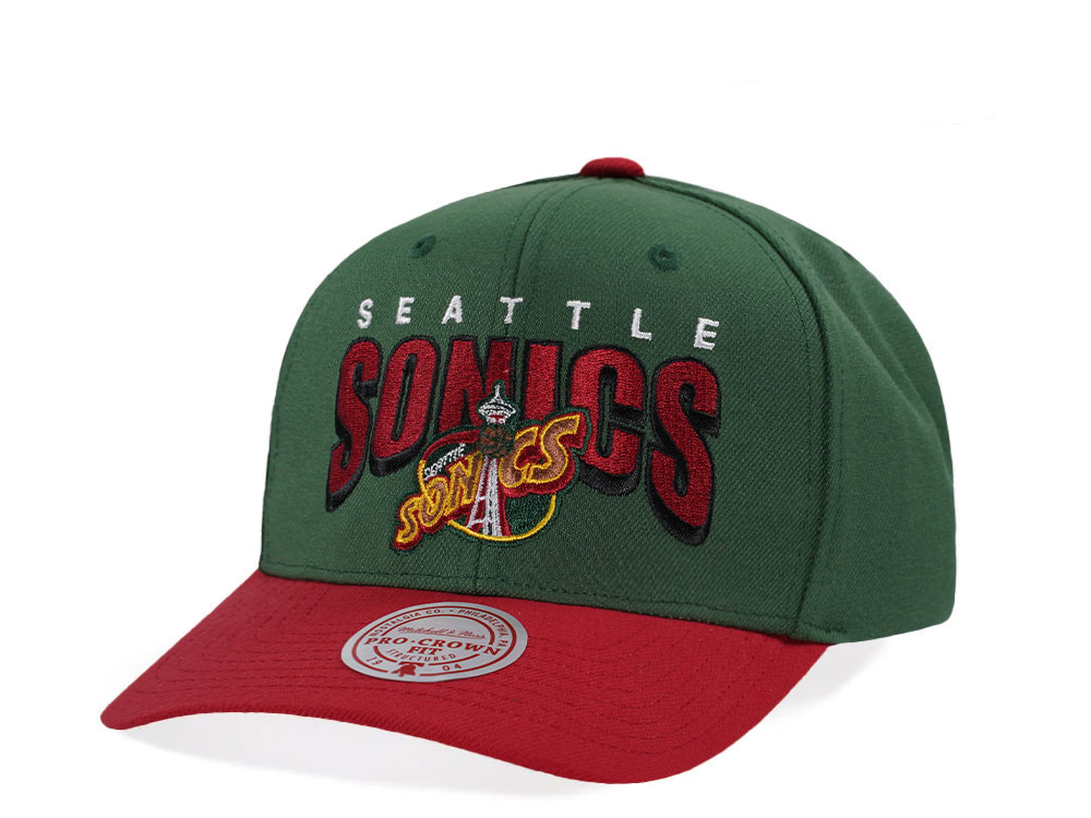 Mitchell & Ness Seattle Supersonics Hardwood Classic Pro Crown Fit Green Snapback Cap