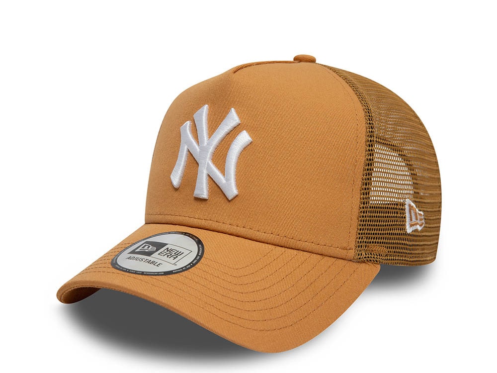 New Era New York Yankees League Essential Brown 9Forty A Frame Trucker Snapback Cap