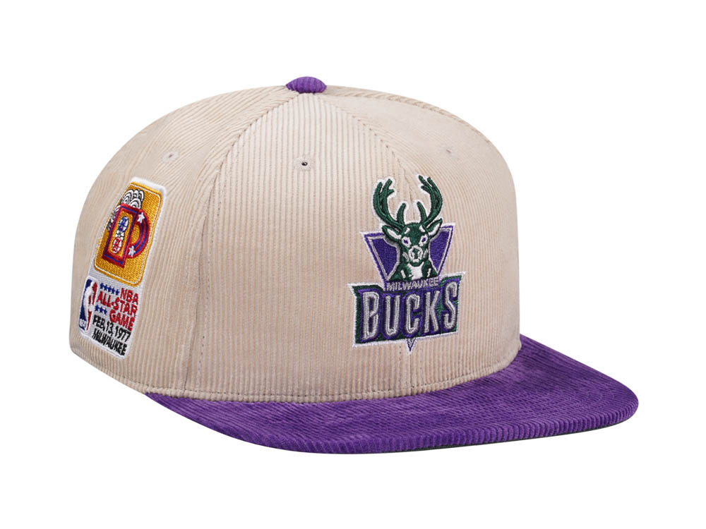 Mitchell & Ness Milwaukee Bucks All Star 1977 Two Tone Hardwood Classic Cord Edition Dynasty Fitted Cap